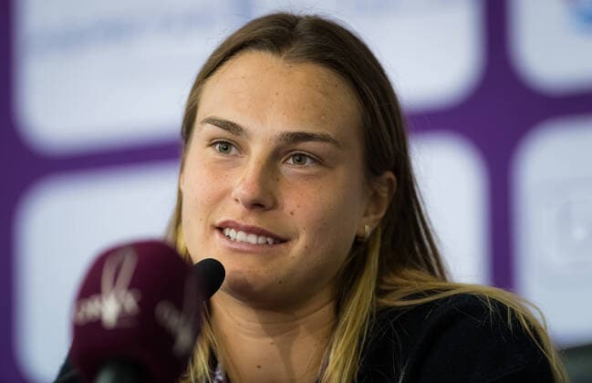 February 27, 2020, Doha, QATAR: Aryna Sabalenka of Belarus talks to the media after winning her quarter-final match at the 2020 Qatar Total Open WTA, Tennis Damen Premier 5 tennis tournament against Zheng Saisai of China 2020 Qatar Total Open, Tennis, Doha, Qatar, Feb 27 - ZUMAa181 20200227_zaa_a181_103 Copyright: xRobxPrangex