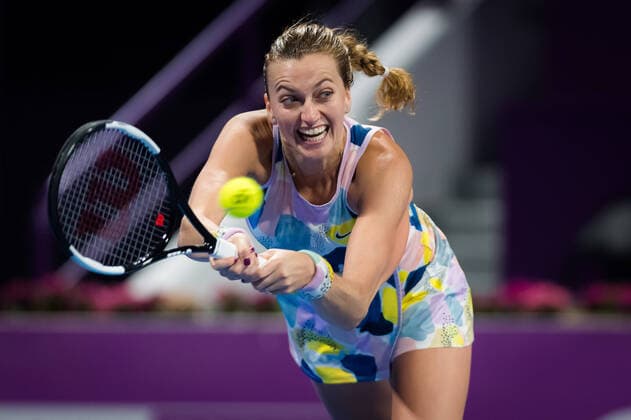 Sport Bilder des Tages February 27, 2020, Doha, QATAR: Petra Kvitova of the Czech Republic in action during her quarter-final match at the 2020 Qatar Total Open WTA, Tennis Damen Premier 5 tennis tournament against Ons Jabeur of Tunisia 2020 Qatar Total Open, Tennis, Doha, Qatar, Feb 27 - ZUMAa181 20200227_zaa_a181_106 Copyright: xRobxPrangex