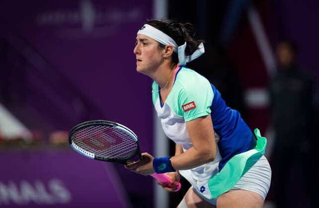 February 27, 2020, Doha, QATAR: Ons Jabeur of Tunisia in action during her quarter-final match at the 2020 Qatar Total Open WTA, Tennis Damen Premier 5 tennis tournament against Petra Kvitova of the Czech Republic 2020 Qatar Total Open, Tennis, Doha, Qatar, Feb 27 - ZUMAa181 20200227_zaa_a181_112 Copyright: xRobxPrangex