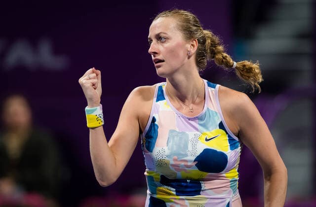 February 27, 2020, Doha, QATAR: Petra Kvitova of the Czech Republic in action during her quarter-final match at the 2020 Qatar Total Open WTA, Tennis Damen Premier 5 tennis tournament against Ons Jabeur of Tunisia 2020 Qatar Total Open, Tennis, Doha, Qatar, Feb 27 - ZUMAa181 20200227_zaa_a181_113 Copyright: xRobxPrangex