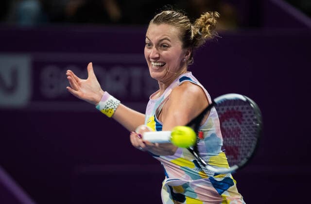 February 27, 2020, Doha, QATAR: Petra Kvitova of the Czech Republic in action during her quarter-final match at the 2020 Qatar Total Open WTA, Tennis Damen Premier 5 tennis tournament against Ons Jabeur of Tunisia 2020 Qatar Total Open, Tennis, Doha, Qatar, Feb 27 - ZUMAa181 20200227_zaa_a181_117 Copyright: xRobxPrangex