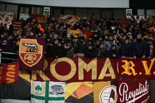 AS Roma fans Gand 27 02 2020 Ghelamco Arena Football Europa League 2019 2020 Round of 16 2nd Leg KAA Gent - AS Roma Photo Gino Mancini Insidefoto ginoxmancini
