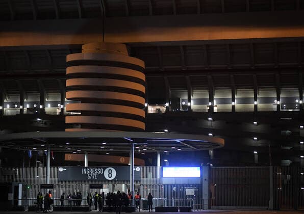 (200228) -- MILAN, Feb. 28, 2020 (Xinhua) -- Photo taken on Feb. 27, 2020 shows the San Siro stadium in Milan, Italy. Due to the ongoing coronavirus outbreak, the UEFA Europa League round of 32 Second leg match between FC Inter and Ludogorets is played behind closed doors. (Photo by Alberto Lingria Xinhua) (SP)ITALY-MILAN-FOOTBALL-UEFA EUROPA LEAGUE-INTER VS LUDOGORETS 