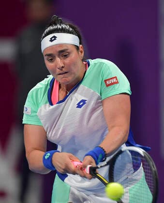 (200228) -- DOHA, Feb. 28, 2020 (Xinhua) -- Ons Jabeur of Tunisia hits a return during the women s singles quarterfinal match against Petra Kvitova of the Czech Republic at the 2020 WTA, Tennis Damen Qatar Open in Doha, Qatar, Feb. 27, 2020. (SP)QATAR-DOHA-TENNIS-WTA-SINGLES 