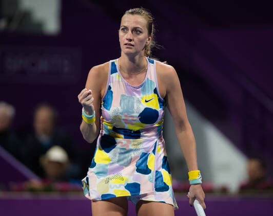 February 28, 2020, Doha, QATAR: Petra Kvitova of the Czech Republic in action during the semi-final of the 2020 Qatar Total Open WTA, Tennis Damen Premier 5 tennis tournament against Ashleigh Barty of Australia 2020 Qatar Total Open, Tennis, Doha, Qatar, Feb 28 - ZUMAa181 20200228_zaa_a181_086 Copyright: xRobxPrangex