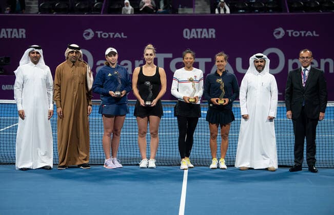 WTA Qatar TOTAL Open 2020 Doha Su Wei Hsieh TPE and Barbora Strycoa CZE , Garbiela Dabrowski CAN and Jelena Ostapenko LAT WTA Qatar TOTAL Open 2020