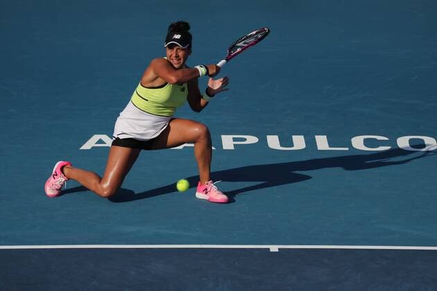 British tennis player Heather Watson returns a ball against the Chinese Xiyu Wang, during a game of the Mexican Tennis Open held in Acapulco, Guerrero state, Mexico, 28 February 2020. Mexican Tennis Open in Acapulco !ACHTUNG: NUR REDAKTIONELLE NUTZUNG!  Copyright: xDavidxGuzmánx MEX6461 20200229-637185382123237076