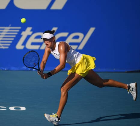 (200229) -- ACAPULCO, Feb. 29, 2020 -- Wang Xiyu of China hits a return during the women s singles semifinal match between Wang Xiyu of China and Heather Watson of Britain at the 2020 WTA, Tennis Damen Mexican Open tennis tournament in Acapulco, Mexico, Feb. 28, 2020. ) (SP)MEXICO-ACAPULCO-TENNIS-WTA-MEXICAN OPEN-SEMIFINALS XinxYuewei 