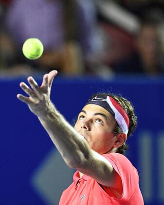 (200229) -- ACAPULCO, Feb. 29, 2020 -- Taylor Fritz serves during the men s singles semifinal match between Taylor Fritz of the United States and John Isner of the United States at the 2020 ATP, Tennis Herren Mexican Open tennis tournament in Acapulco, Mexico, Feb. 28, 2020. ) (SP)MEXICO-ACAPULCO-TENNIS-ATP-MEXICAN OPEN-SEMIFINALS XinxYuewei 