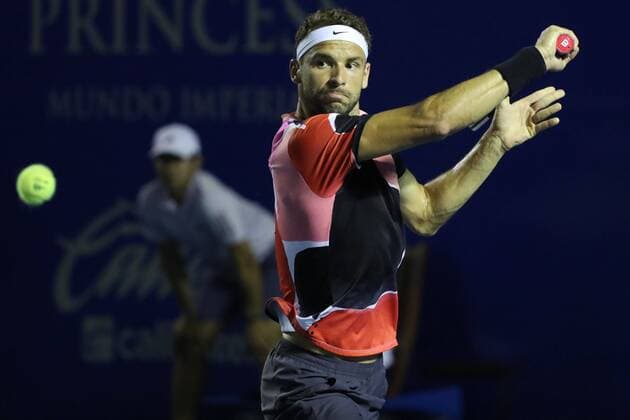 Bulgarian tennis player Grigor Dimitrov returns a ball against the Spanish Rafael Nadal, during a game of the Mexican Tennis Open held in Acapulco, Guerrero state, Mexico, 28 February 2020. Mexican Tennis Open in Acapulco !ACHTUNG: NUR REDAKTIONELLE NUTZUNG!  Copyright: xDavidxGuzmánx MEX6556 20200229-637185568947107976