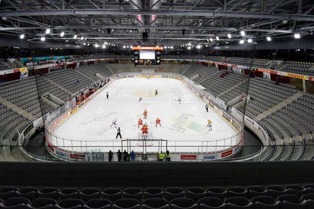 Empty Tissot Arena, EHC Biel ZSC Lions, National League, ice hockey, 28 02 2020