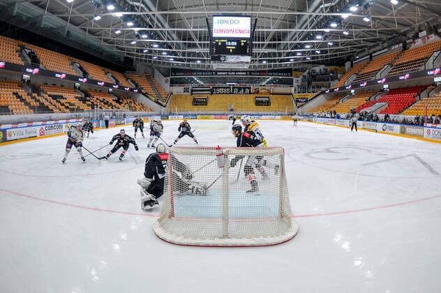 29 02 2020, Lugano, Corner Arena, Ice Hockey NL HC Lugano HC Ambri Piotta, Game played with closed doors Lugano Corner Arena Ticino Switzerland Copyright: xJustPictures.ch AndreaxBrancax