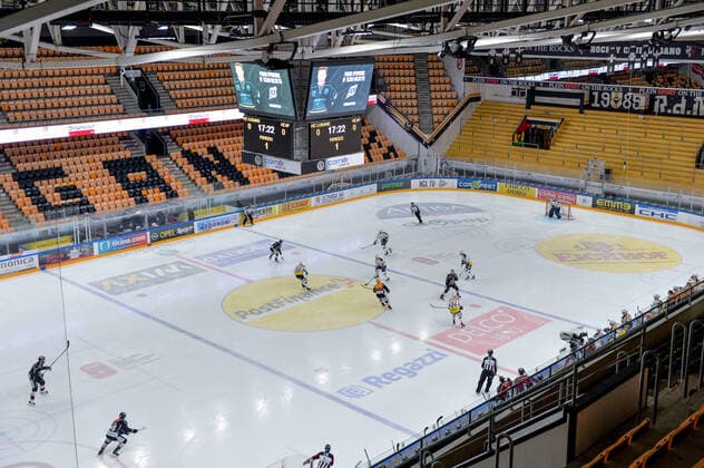 29 02 2020, Lugano, Corner Arena, Ice Hockey NL HC Lugano HC Ambri Piotta, Game played with closed doors Lugano Corner Arena Ticino Switzerland Copyright: xJustPictures.ch AndreaxBrancax
