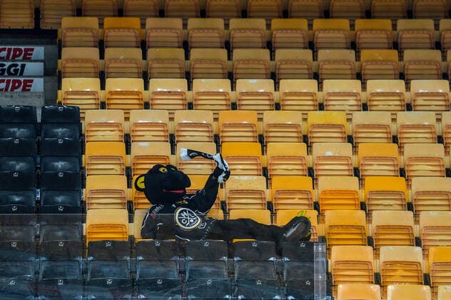 29 02 2020, Lugano, Corner Arena, Ice Hockey NL HC Lugano HC Ambri Piotta, Game played with closed doors Lugano™s mascotte, Giazzy Lugano Corner Arena Ticino Switzerland Copyright: xJustPictures.ch AndreaxBrancax