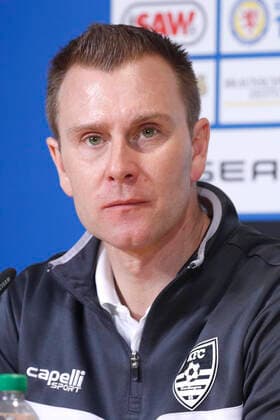 29 02 2020, Eintracht Stadion, Braunschweig, league match, 3 league, Eintracht Braunschweig vs KFC Uerdingen 05, in the picture Daniel Steuernagel coach, Uerdingen at the press conference after the match Important note The DFB prohibits the use of sequence images on the Internet and in online media during the match including half-time The DFB allows the publication and further use of the images on mobile devices, especially MMS and via DVB H and DMB only after the end of the match Eintracht Braunschweig vs KFC Uerdingen 05