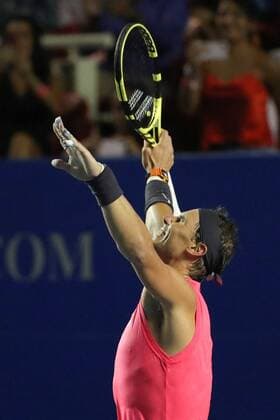 Spanish tennis player Rafael Nadal celebrates after defeating US Taylor Fritz in the final game of Mexican Open tennis tournament in Acapulco, Mexico, 29 February 2020. Nadal won 6-3 and 6-2. Rafael Nadal vs. Taylor Fritz !ACHTUNG: NUR REDAKTIONELLE NUTZUNG!  Copyright: xDavidxGuzmanx MEX6677 20200301-637186478096538355