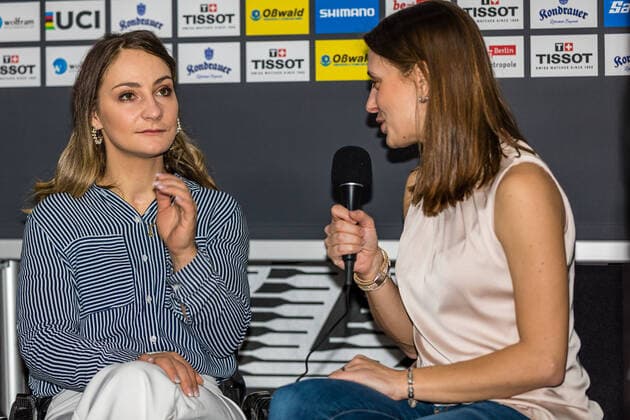 01 03 2020, Berlin, Berlin 2020 Track Cycling World Championships Track Cycling sprinter Kristina Vogel, who died in June 2018, is a multiple Olympic, World, European and German champion. Her former teammate is also an Olympic champion, World, European and German champion Miriam Welte, interviewed 2020 Track Cycling World Championships Berlin Copyright: xEibner-Pressefotox EP_Ham