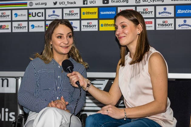 01 03 2020, Berlin, Berlin 2020 Track Cycling World Championships Track Cycling sprinter Kristina Vogel, who died in June 2018, is a multiple Olympic, World, European and German champion. Her former teammate is also an Olympic champion, World, European and German champion Miriam Welte, interviewed 2020 Track Cycling World Championships Berlin Copyright: xEibner-Pressefotox EP_Ham