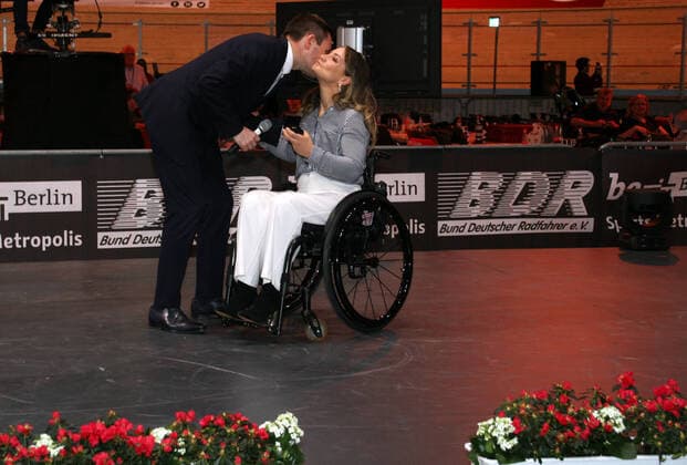 David Lappartient, UCI President, UCI Medal of Honor for Kristina Vogel, Track Cycling World Championships 2020 Berlin, 26 02 01 03 2020, Day 05, Berlin, Velodrom, Paul Heyse Straße 26, 10407 Berlin Prenzlauer Berg, 2020 Tracking Cycling World Championships, Berlin, GER