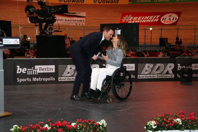 David Lappartient, UCI President, UCI Medal of Honor for Kristina Vogel, Track Cycling World Championships 2020 Berlin, 26 02 01 03 2020, Day 05, Berlin, Velodrom, Paul Heyse Straße 26, 10407 Berlin Prenzlauer Berg, 2020 Tracking Cycling World Championships, Berlin, GER