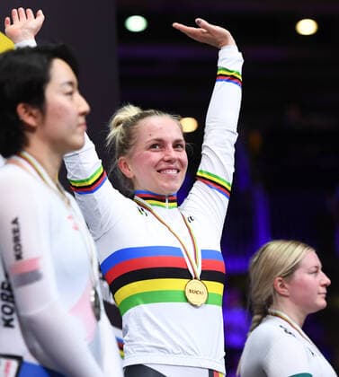 Award ceremony winner Emma Hinze GER with the gold medal 5 competition day Keirin of the womens final, Women s Keirin Final on 01 03 2020 Track Cycling World Championship 2020 in Berlin, Germany,