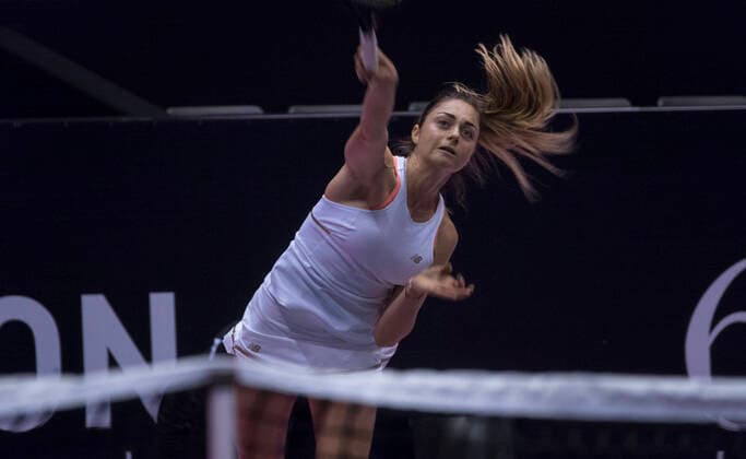 Margot Yerolymos (FRA) TENNIS : Open 6eme Sens - Palais des sports - Lyon - 01 03 2020 SandrineTHESILLAT Panoramic 