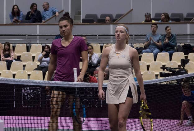 Lara Salden (BEL) - Jaqueline Cristian (ROU) TENNIS : Open 6eme Sens - Palais des sports - Lyon - 01 03 2020 SandrineTHESILLAT Panoramic 