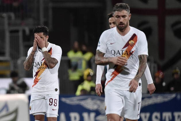 Photo LaPresse Alessandro Tocco March 01, 2020 Cagliari (Italy) Soccer Cagliari Calcio vs AS Roma League A TIM 2019 2020 "Sardegna Arena" Stadium& xa0; In the picture:celebrates Justin Kluivert 99(AS Roma)  Copyright: xAlessandroxTocco LaPressex