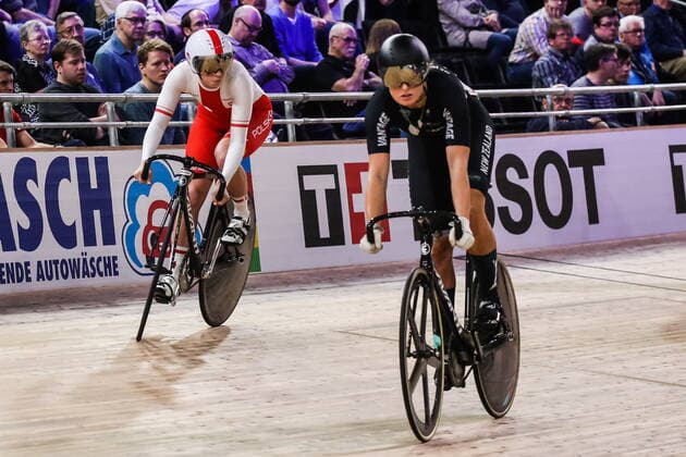 01.03.2020, Berlin, Kolarstwo Torowe , Mistrzostwa Swiata Berlin 2020 , UCI 2020 Track cycling, Rad, Radsport, Bahnrad, Bahn World Championships Berlin 2020 , N Z Urszula Los (POL), Olivia Podmore (NZL) - Keirin , FOT. Adam Jastrzebowski newspix.pl FRANCE OUT !!!! FRA OUT !!! --- Newspix.pl 20200301_awj_387
