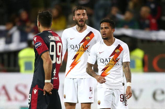 Bryan Cristante of AS Roma , Justin Kluivert of AS Roma Cagliari 01 03 2020 Sardegna Arena Football Serie A 2019 2020 Cagliari Calcio - AS Roma Photo Gino Mancini Insidefoto ginoxmancini
