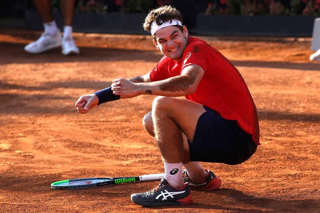 Tenis, Chile Dove MenCare Open ATP, Tennis Herren 250 de Santiago. El tenista Thiago Seyboth de Brasil celebra el titulo ATP 250 de Santiago luego de ganar a Casper Ruud de Noruega Santiago, Chile. 01 03 2020 Marcelo Hernandez Photosport Tenis, ATP 250 Final