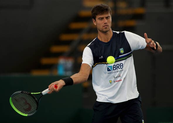 TENNIS DAVIS CUP PREVIEW ADELAIDE, Joao Menezes of Brazil during a Davis Cup preview media opportunity at Memorial Drive Tennis Centre in Adelaide, Tuesday, March 3, 2020. ( NO ARCHIVING, EDITORIAL USE ONLY, NO USE IN BOOKS WITHOUT CONSENT ADELAIDE SA AUSTRALIA  Copyright: xKELLYxBARNESx 20200303001453231611