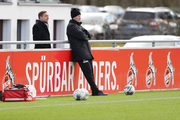 Sport 1 FC Köln Training from left Horst Heldt 1 FC Köln , Markus Gisdol 1 FC Köln 03 03 2020