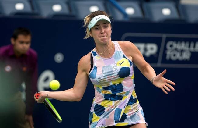 Tennis player Elina Svitolina from Ukraine in action against Danka Kovinic from Montenegro during a game of the second day of the Monterrey Tennis Open held, in Monterrey, Mexico, 03 March 2020. EFE Miguel Sierra Monterrey Tennis Open !ACHTUNG: NUR REDAKTIONELLE NUTZUNG!  Copyright: xMiguelxSierrax AME416 20200303-637188755598811692