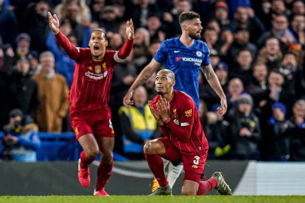 Bilder des Jahres 2020, Sport 03 M?rz Sport Bilder des Tages Fabinho of Liverpool (3) appeals a free kick awarded against him during the FA Cup match between Chelsea and Liverpool at Stamford Bridge, London, England on 3 March 2020. Copyright: xDavidxHornx PMI-3422-0089