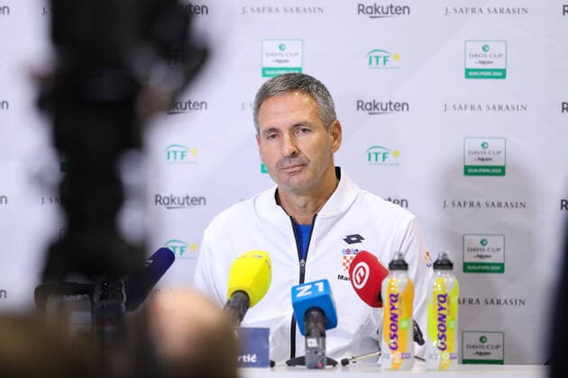 Davis Cup - Croatia press conference, PK, Pressekonferenz Croatian coach Vedran Martic speak to the media during a press conference during the Davis Cup Qualifiers between Croatia and India in Zagreb, Croatia, on March 03, 2020. LukaxStanzl PIXSELL
