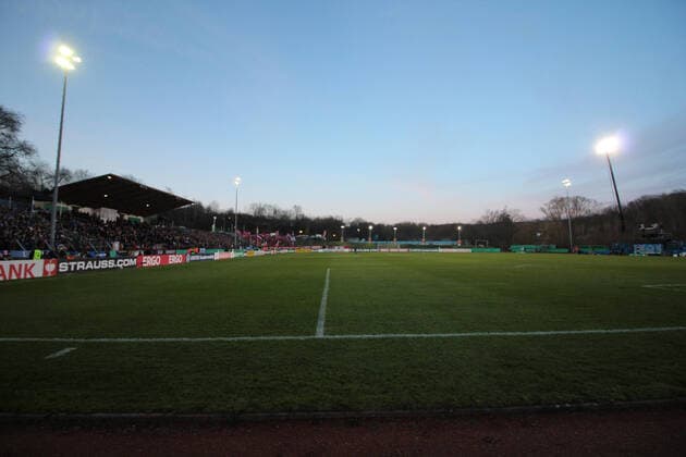 03 03 2020, xklex, Fussball DFB Pokal 1 4 Finale, 1 FC Saarbruecken Fortuna Düsseldorf emspor, f l Herrmann Neuberger Stadion in Völklingen, DFB Pokal, Floodlight DFL DFB REGULATIONS PROHIBIT ANY USE OF PHOTOGRAPHS as IMAGE SEQUENCES and or QUASI VIDEO Voelklingen