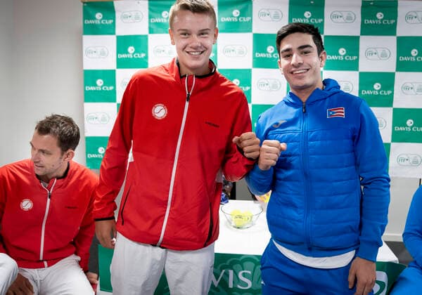 Second match is between Holger Rune and Ignacio Garcia Here at the Danish Tennis Federation which holds press conference and draw in Holbaek Sportsby on Thursday, March 5, 2020 Denmark meets Puerto Rico in Davis Cup on March 6 and 7, Copenhagen Denmark,  Copyright: Ritzau Scanpix LiselottexSabroex COP103 spdk20200305-120803-L