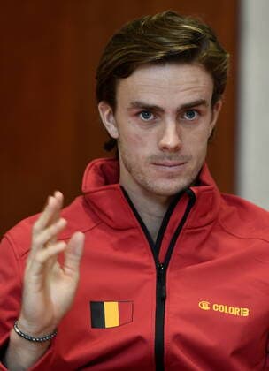 Belgian Arthur De Greef pictured during the draw ahead of the qualifier first round meeting between Belgium and Hungary in the Davis Cup World Group, Thursday 05 March 2020, in Debrecene, Hungary. ERICxLALMAND  x2484654x