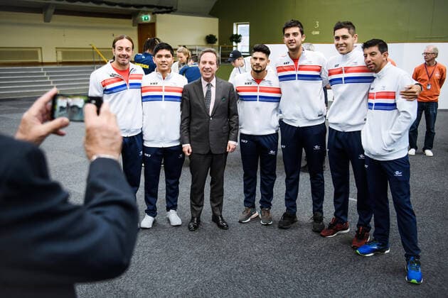 2020305 Team Chile line up for a photo ahead of the draw ceremony on March 5, 2020 in Stockholm,  Copyright: ERIKxSIMANDER BB200305BB349