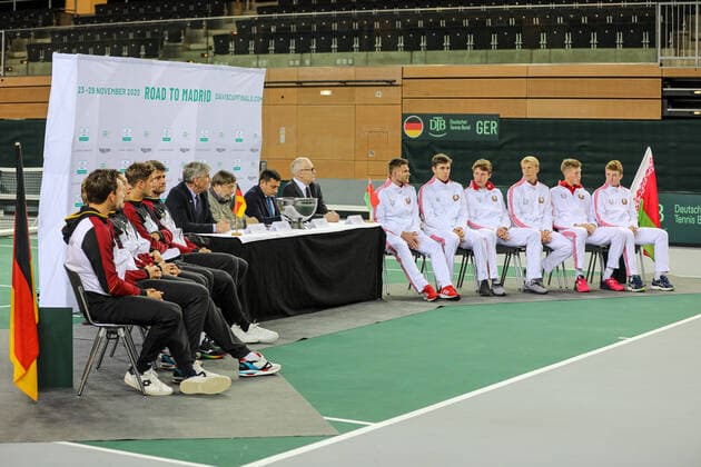 Team Germany and Belarus at the draw, Davis Cup Qualification 2020 Germany vs. Belarus, Düsseldorf, 05 03 2020,