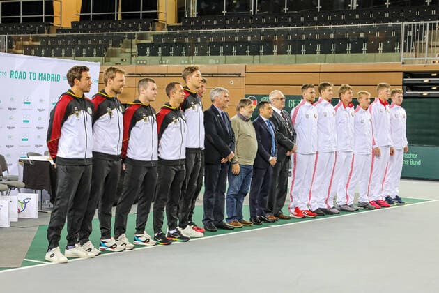 Team Germany and Belarus after the draw, Davis Cup Qualification 2020 Germany vs Belarus, Düsseldorf, 05 03 2020,
