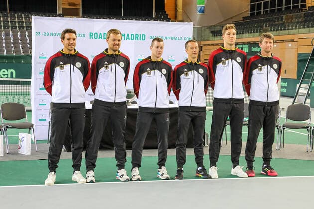 Team Germany Andreas MIES GER , Kevin KRAWIETZ GER , Dominik KOEPFER GER , Philipp KOHLSCHREIBER GER , Jan Lennard STRUFF GER and Michael KOHLMANN DTB Davis Cup Captain , Draw, Davis Cup Qualification 2020 Germany vs,