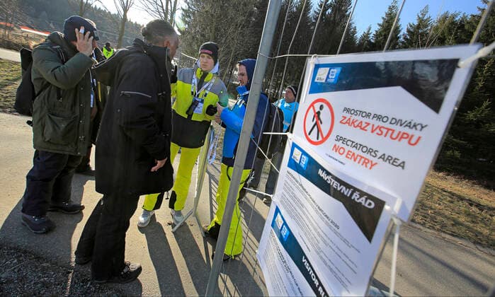 A part of the Vysocina Arena in Nove Mesto na Morave, South Moravia, Czech Republic, where the World Biathlon Cup will take place from March 5 to March 8, 2020, is seen on March 5, 2020. The cup will be held without the audience present in connection with the novel coronavirus outbreak. (CTKxPhoto LiborxPlihal) CTKPhotoP202003050750801 PLI 3