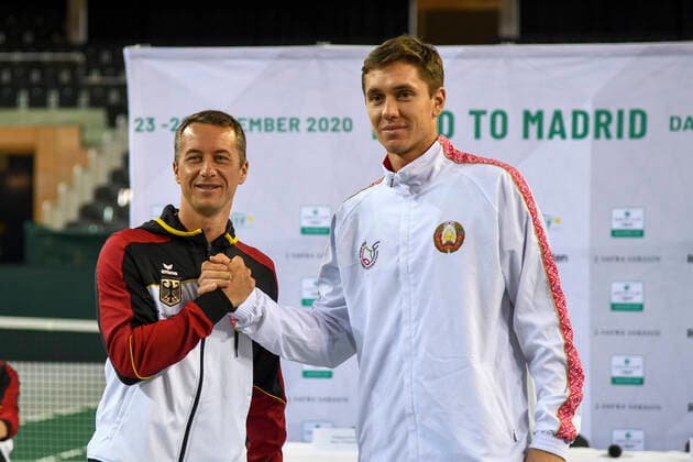 06 03 2020, GER, Davis Cup, Germany vs. Belarus 06 03 2020, GER, Davis Cup, Germany vs. Belarus , CASTELLO , Duesseldorf, in the picture picture picture shows 2 match pairings from Philipp Kohlschreiber GER vs. Egor Gerasimov BLR nordphoto Mauelshagen nph00321