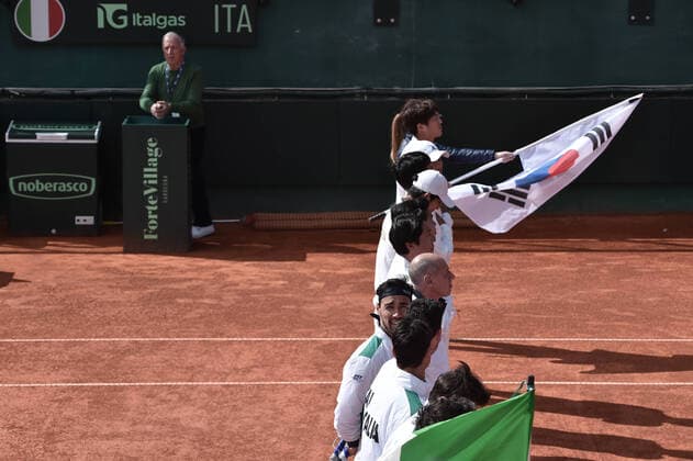 Photo LaPresse Tocco Alessandro March 6, 2020 Cagliari - Italy Tennis Davis Cup - Italy vs South Korea Fabio Fognini vs. Duckhee Lee In the pic a moment of event  Copyright: xAlessandroxTocco LaPressex
