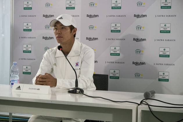 Photo LaPresse Tocco Alessandro March 6, 2020 Cagliari - Italy Tennis Davis Cup - Italy vs South Korea Fabio Fognini vs. Duckhee Lee - press conference, PK, Pressekonferenz In the pic Duckhee Lee  Copyright: xAlessandroxTocco LaPressex