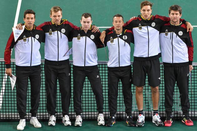 06 03 2020, GER, Davis Cup, Germany vs. Belarus 06 03 2020, GER, Davis Cup, Germany vs. Belarus , CASTELLO , Duesseldorf, in the picture picture picture shows German Team from Andreas Mies, Kevin Krawietz, Dominik Koepfer, Philipp Kohlschreiber, Jan Lennard Struff, Michael Kohlmann nordphoto Mauelshagen nph00321