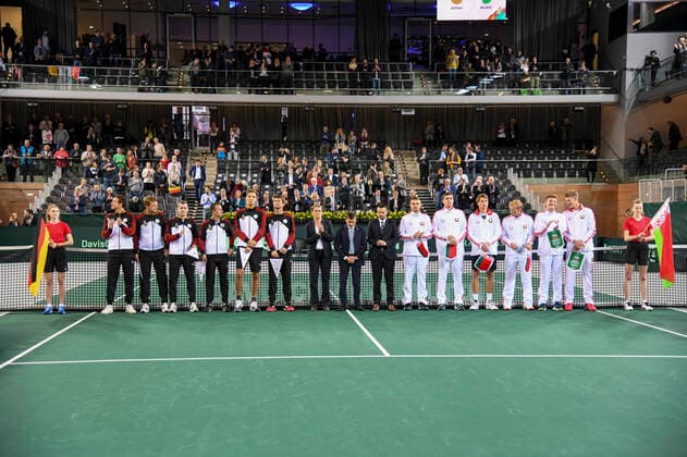 06 03 2020, GER, Davis Cup, Germany vs Belarus 06 03 2020, GER, Davis Cup, Germany vs Belarus , CASTELLO , Duesseldorf, in the picture picture picture shows v l the teams of Germany and Belarus nordphoto Mauelshagen nph00321