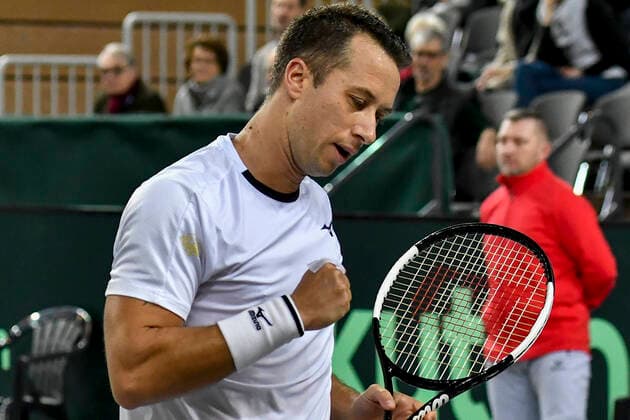 06 03 2020, GER, Davis Cup, Germany vs. Belarus 06 03 2020, GER, Davis Cup, Germany vs. Belarus , CASTELLO , Duesseldorf, in the picture picture picture shows Philipp Kohlschreiber GER Jubel Joy Emotion shows the fist nordphoto Mauelshagen nph00321